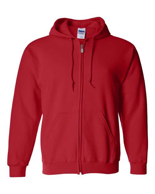 Gildan 415, 18600 Unisex Heavy Blend Full-zip Hooded Sweatshirt, Red