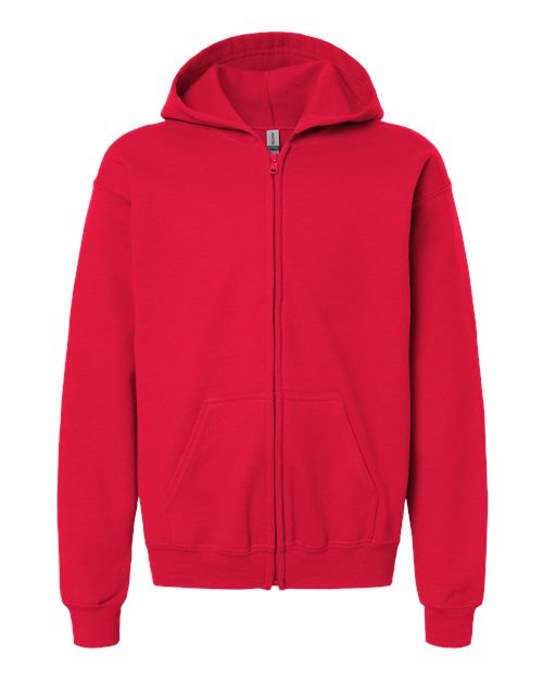 Gildan 562, 18600b Youth Heavy Blend Full-zip Hooded Sweatshirt, Red