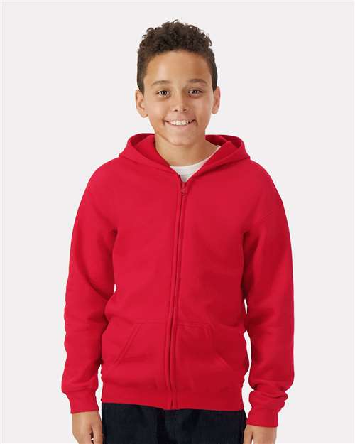 Gildan 18600B, Youth Heavy Blend Full-zip Hooded Sweatshirt, Red