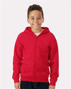 Gildan 18600B, Youth Heavy Blend Full-zip Hooded Sweatshirt, Red