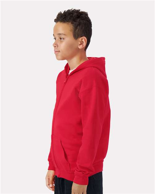 Gildan 562, 18600b Youth Heavy Blend Full-zip Hooded Sweatshirt, Red