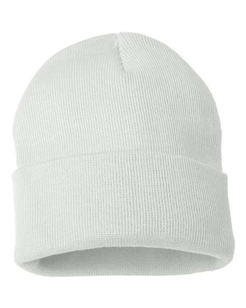 Sportsman SP12, 12" Solid Cuffed Beanie, White