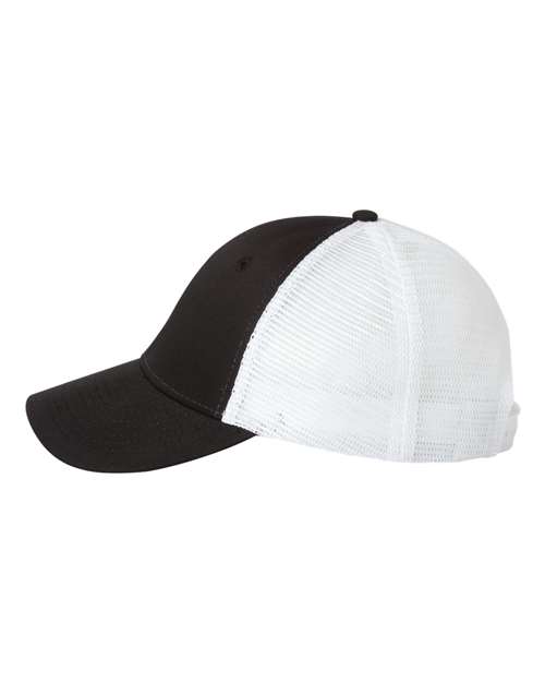 Valucap VC400, Mesh-back Twill Trucker Cap, Black/ White
