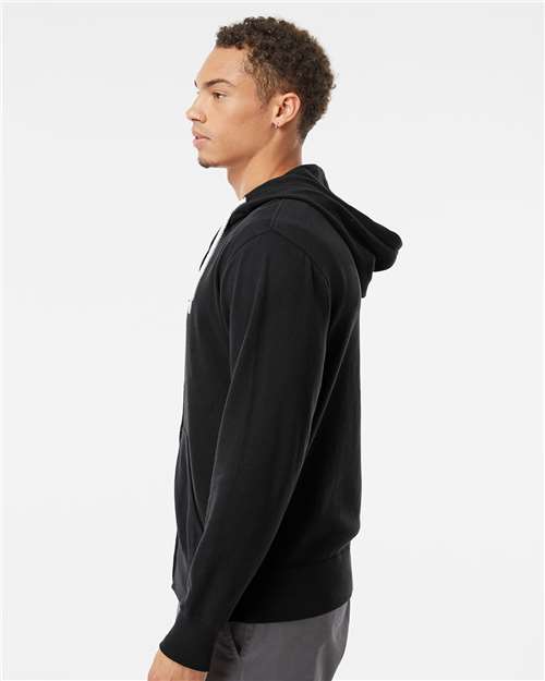 Independent Trading Co. AFX90UNZ, Unisex Lightweight Full-zip Hooded Sweatshirt, Black