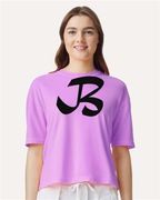 Alphabet B T-Shirt 9 inch calligraphy Black ink, Neon Violet