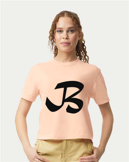 Alphabet B T-Shirt 9 inch calligraphy Black ink, Peachy