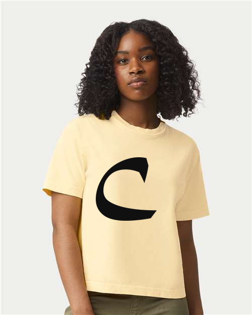Alphabet C T-Shirt 9 inch calligraphy Black ink, Butter