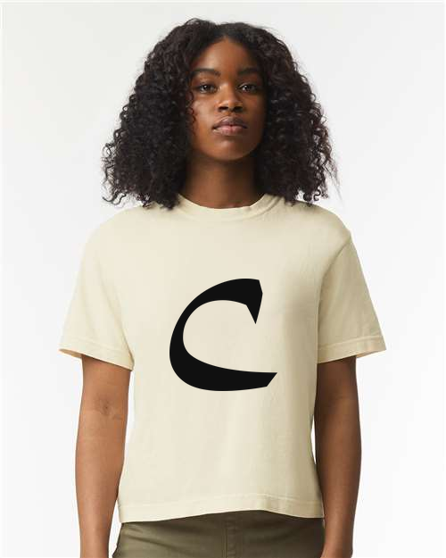 Alphabet C T-Shirt 9 inch calligraphy Black ink, Ivory