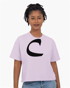 Alphabet C T-Shirt 9 inch calligraphy Black ink, Orchid