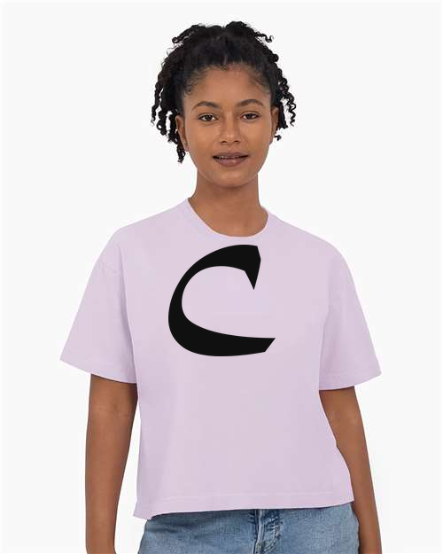 Alphabet C T-Shirt 9 inch calligraphy Black ink, Orchid