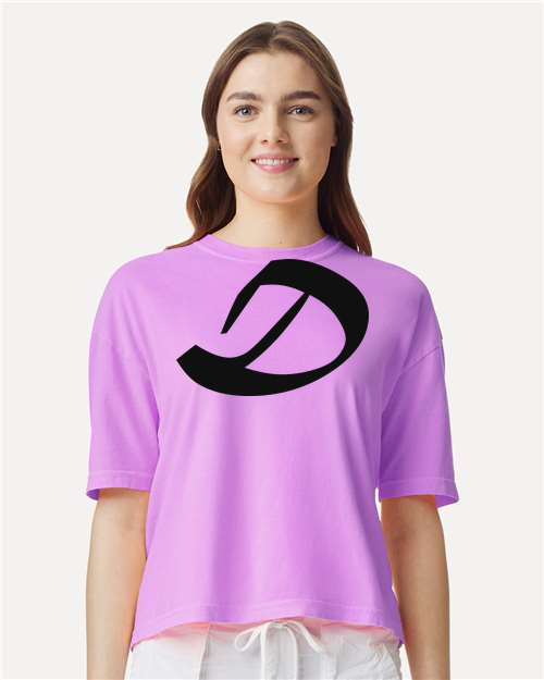 Alphabet D T-Shirt 9 inch calligraphy Black ink, Neon Violet