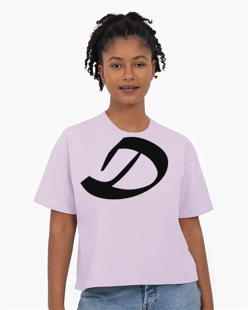 Alphabet D T-Shirt 9 inch calligraphy Black ink, Orchid
