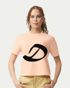 Alphabet D T-Shirt 9 inch calligraphy Black ink, Peachy