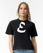 Alphabet E T-Shirt 9 inch calligraphy White ink, Black