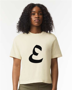 Alphabet E T-Shirt 9 inch calligraphy Black ink, Ivory