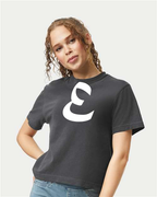 Alphabet E T-Shirt 9 inch calligraphy White ink, Pepper