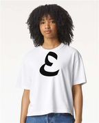 Alphabet E T-Shirt 9 inch calligraphy Black ink, White