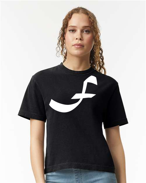 Alphabet F T-Shirt 9 inch calligraphy White ink, Black