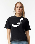 Alphabet F T-Shirt 9 inch calligraphy White ink, Black