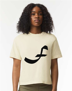 Alphabet F T-Shirt 9 inch calligraphy Black ink, Ivory