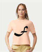 Alphabet F T-Shirt 9 inch calligraphy Black ink, Peachy