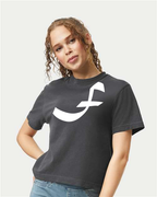 Alphabet F T-Shirt 9 inch calligraphy White ink, Pepper