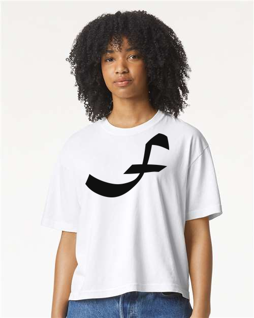 Alphabet F T-Shirt 9 inch calligraphy Black ink, White