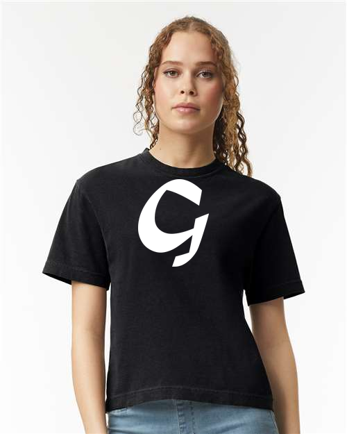 Alphabet G T-Shirt 9 inch calligraphy White ink, Black