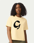 Alphabet G T-Shirt 9 inch calligraphy Black ink, Butter