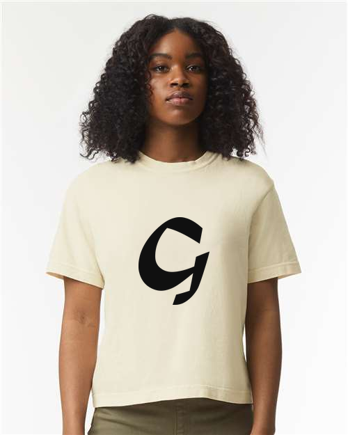 Alphabet G T-Shirt 9 inch calligraphy Black ink, Ivory