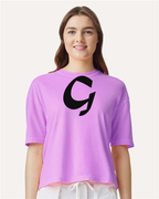 Alphabet G T-Shirt 9 inch calligraphy Black ink, Neon Violet