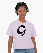 Alphabet G T-Shirt 9 inch calligraphy Black ink, Orchid