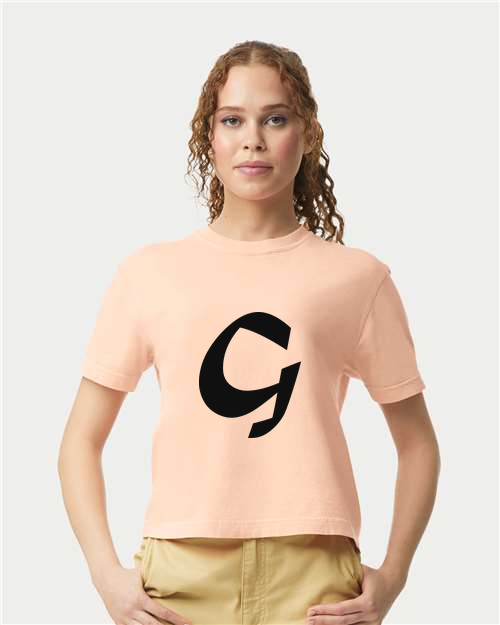 Alphabet G T-Shirt 9 inch calligraphy Black ink, Peachy