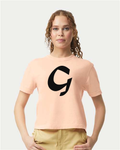Alphabet G T-Shirt 9 inch calligraphy Black ink, Peachy