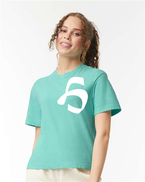 Alphabet H T-Shirt 9 inch calligraphy White ink, Chalky Mint