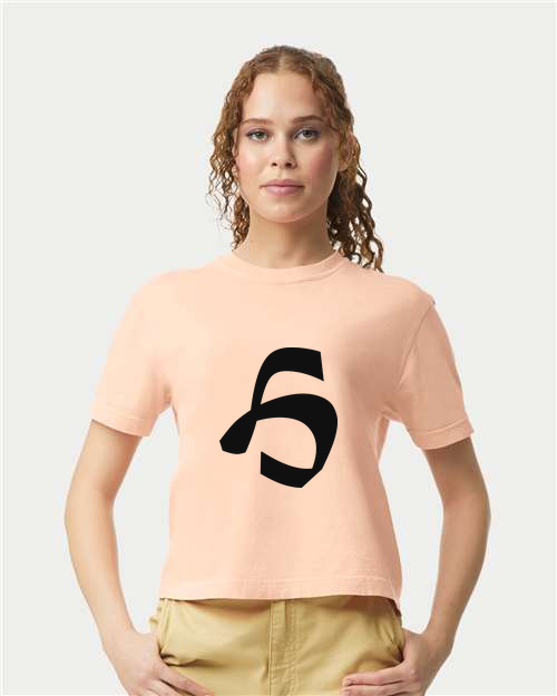 Alphabet H T-Shirt 9 inch calligraphy Black ink, Peachy