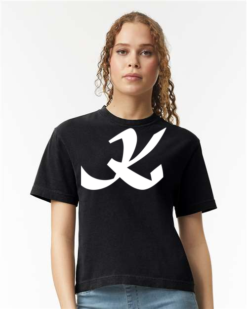 Alphabet K T-Shirt 9 inch calligraphy White ink, Black