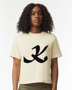 Alphabet K T-Shirt 9 inch calligraphy Black ink, Ivory