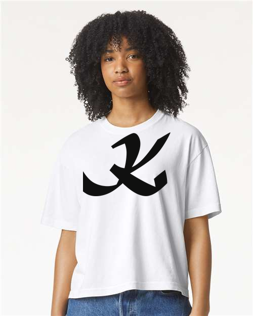 Alphabet K T-Shirt 9 inch calligraphy Black ink, White