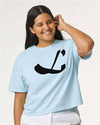 Alphabet L T-Shirt 9 inch calligraphy Black ink, Chambray
