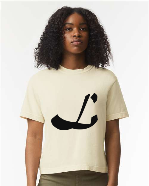 Alphabet L T-Shirt 9 inch calligraphy Black ink, Ivory