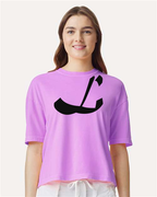 Alphabet L T-Shirt 9 inch calligraphy Black ink, Neon Violet
