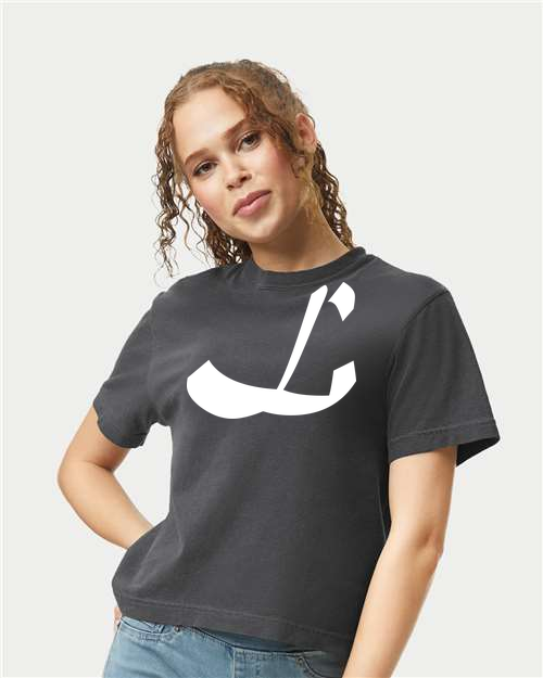 Alphabet L T-Shirt 9 inch calligraphy White ink, Pepper