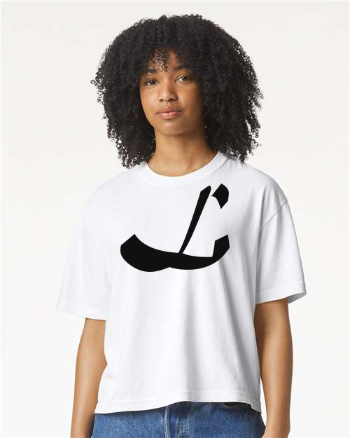 Alphabet L T-Shirt 9 inch calligraphy Black ink, White
