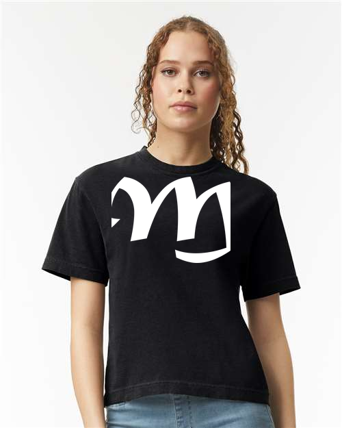 Alphabet M T-Shirt 9 inch calligraphy White ink, Black