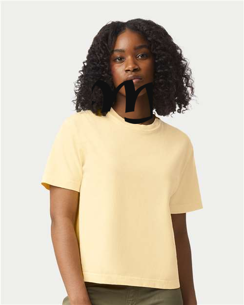 Alphabet M T-Shirt 9 inch calligraphy Black ink, Butter