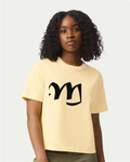 Alphabet M T-Shirt 9 inch calligraphy Black ink, Butter