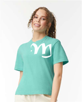 Alphabet M T-Shirt 9 inch calligraphy White ink, Chalky Mint