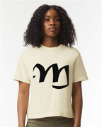 Alphabet M T-Shirt 9 inch calligraphy Black ink, Ivory
