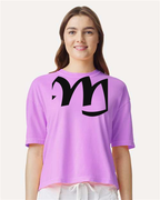 Alphabet M T-Shirt 9 inch calligraphy Black ink, Neon Violet